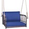 1-Person Rattan Hanging Porch Swing Seat with Cushions and Ropes